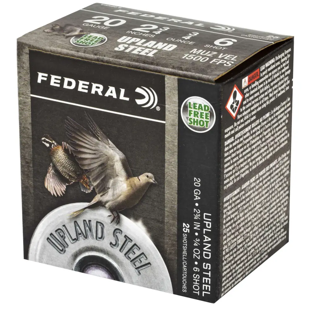 FEDERAL 20GA 2-3/4" 7/8OZ 6 UPLAND STEEL 25 RD/BX 10 BX/CS - Image 2