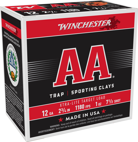 WINCHESTER AA 12GA 2.75" 1OZ - #7.5 1180FPS 250RD CASE LOT