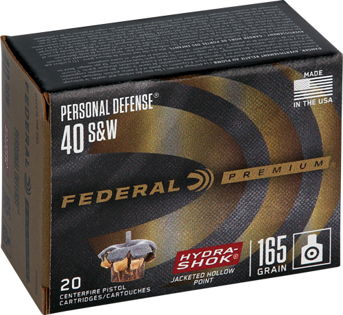FEDERAL PREMIUM 40 SW 165GR - HYDRA-SHOK JHP 20RD 25BX/CS