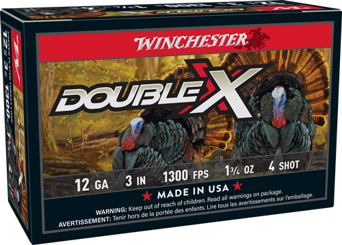 WINCHESTER DOUBLE-X 12GA 3" - 1-3/4OZ #4 10RD 10BX/CS