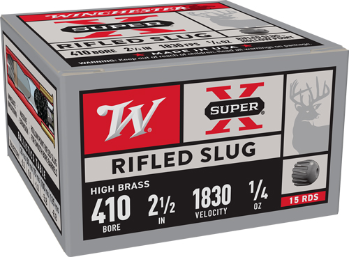 WINCHESTER SUPER-X 410 2.5" - 1/5OZ RIFLED SLUG 15RD 10BX/CS