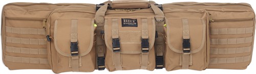BULLDOG 37" 2 GUN TACTICAL CSE - 3 LARGE ACCESSORY POCKETS TAN