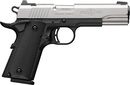 BROWNING 1911-380 STAINLESS - 380ACP 4.25"FS 8RD BLK/SS