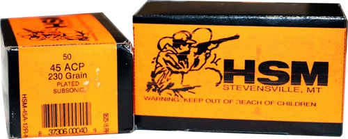HSM SUBSONIC 45 ACP 230GR - LEAD-RN 50RD 20BX/CS - Image 2