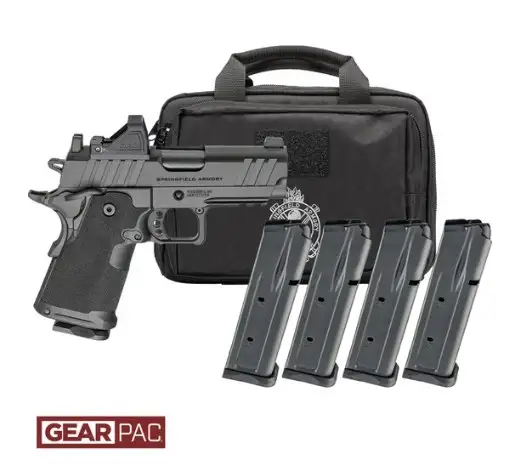 SPRINGFIELD ARMORY 1911 DS PRODIGY AOS 3.5" COMPACT U NOTCH W/ TRITIUM, VIRIDIAN RFX11,BAG,4MAGS