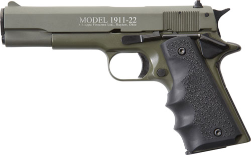 CHIAPPA 1911-22 22LR 5″ FS – 10RD OD GREEN/RUBBER