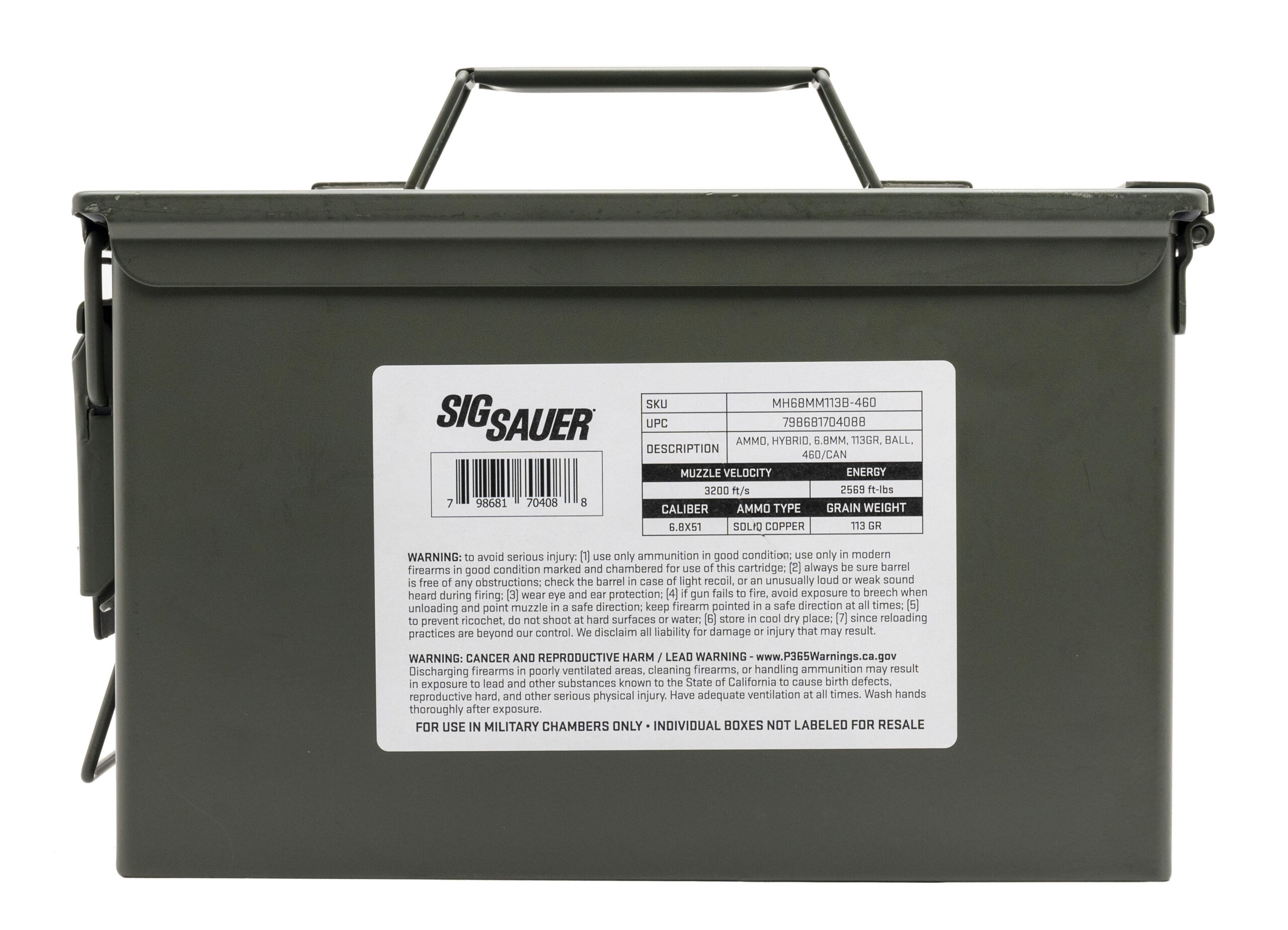 SIG SAUER 6.8X51MM HYBRID BALL 460RD AMMO CAN